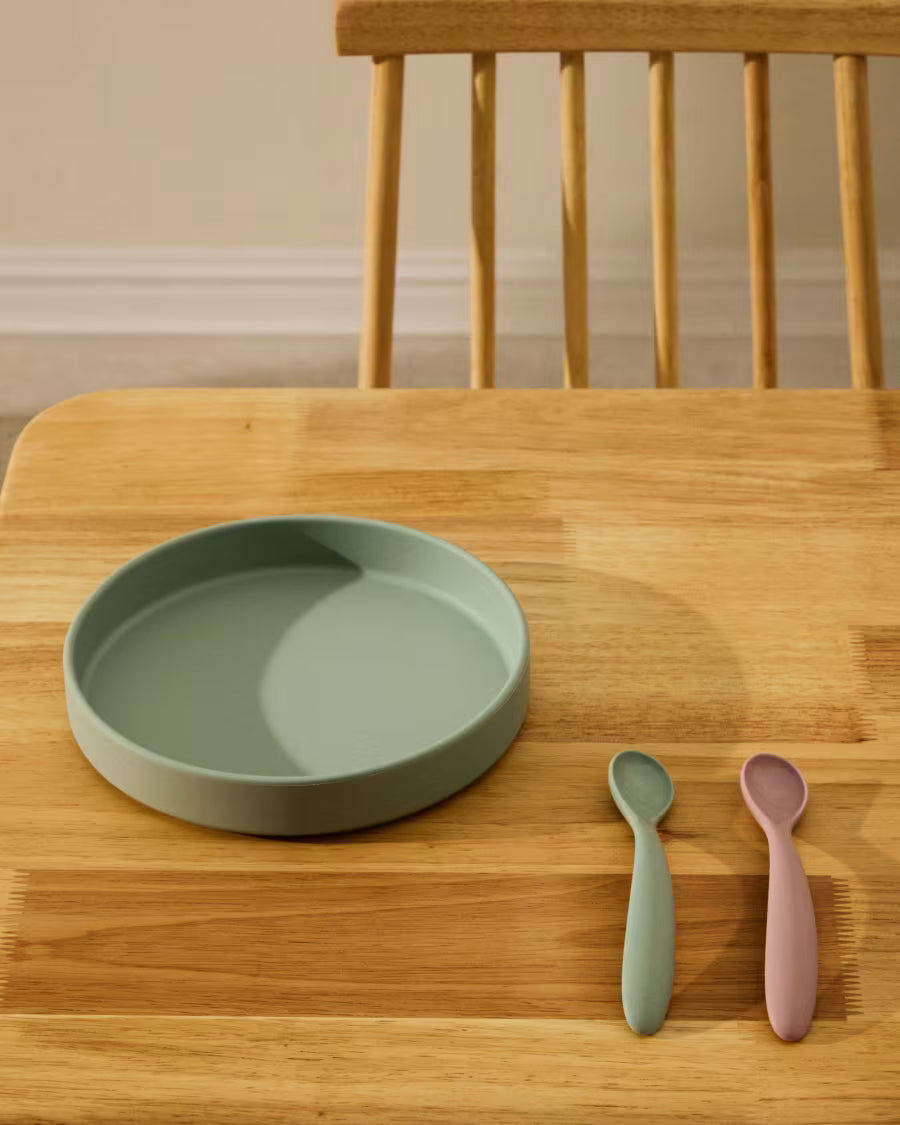 Set Lili 2 cucchiai in silicone rosa e turchese