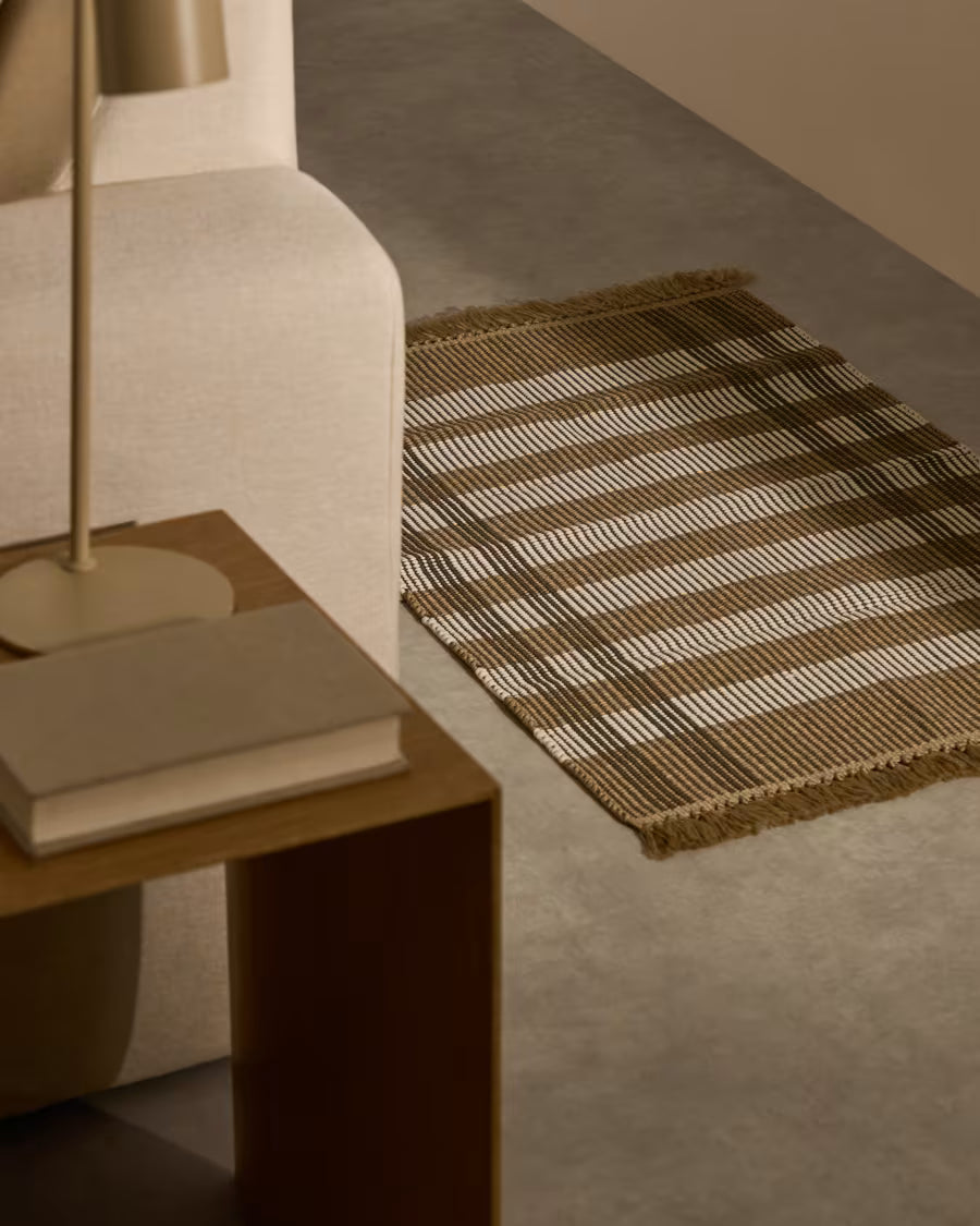 Tappeto Barani in fibre sintetiche marrone e beige 60 x 90 cm