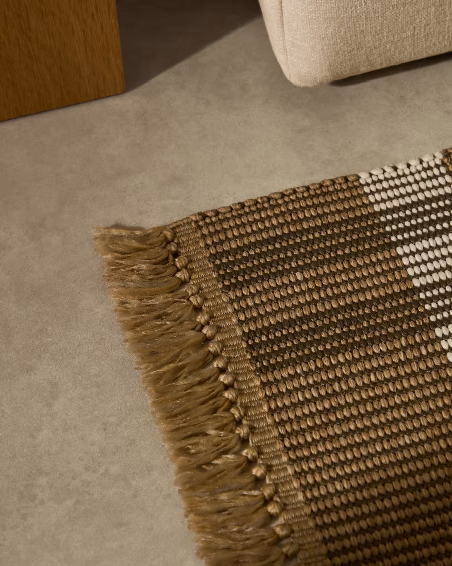 Tappeto Barani in fibre sintetiche marrone e beige 60 x 90 cm