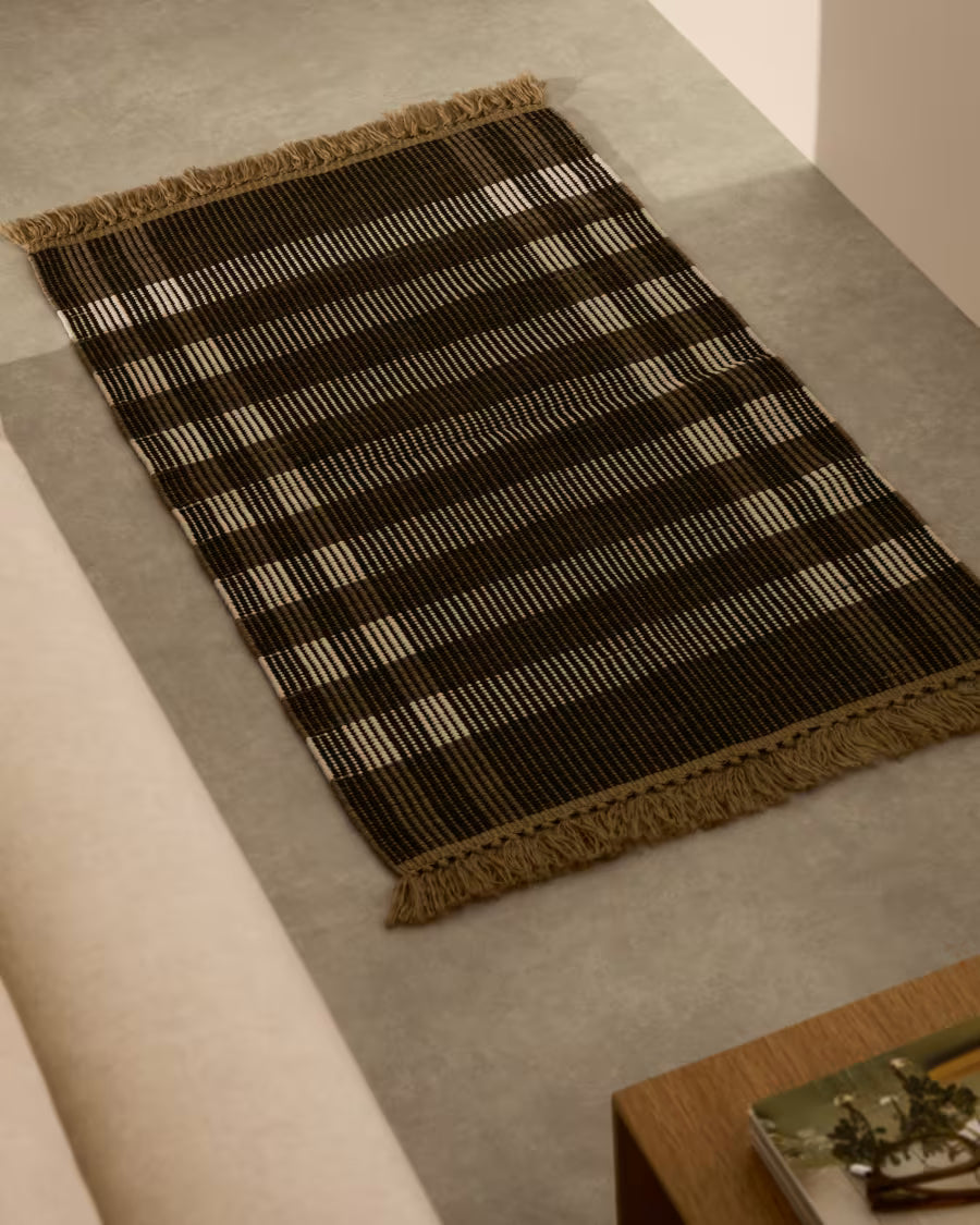 Tappeto Barani in fibre sintetiche marrone e nero 60 x 90 cm