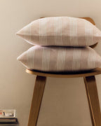 Set Macie di 2 fodere per cuscino 100% cotone a righe rosse e beige 50 x 50 cm