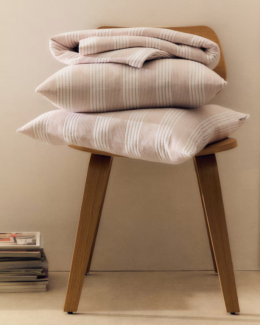 Copriletto Macie 100% cotone a righe arancioni e beige per letto 90/135 cm