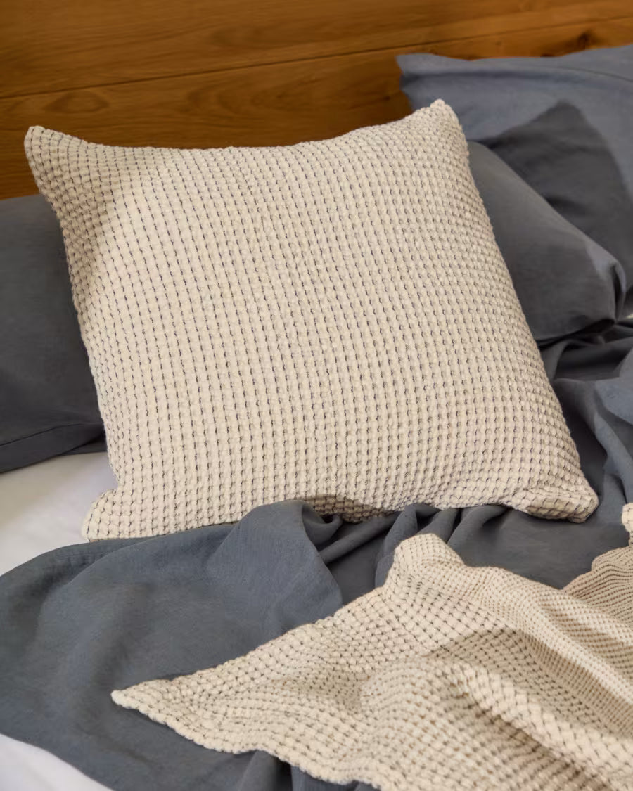 Set di 2 cuscini Mabile 100% cotone jacquard a righe blu 50 x 50 cm