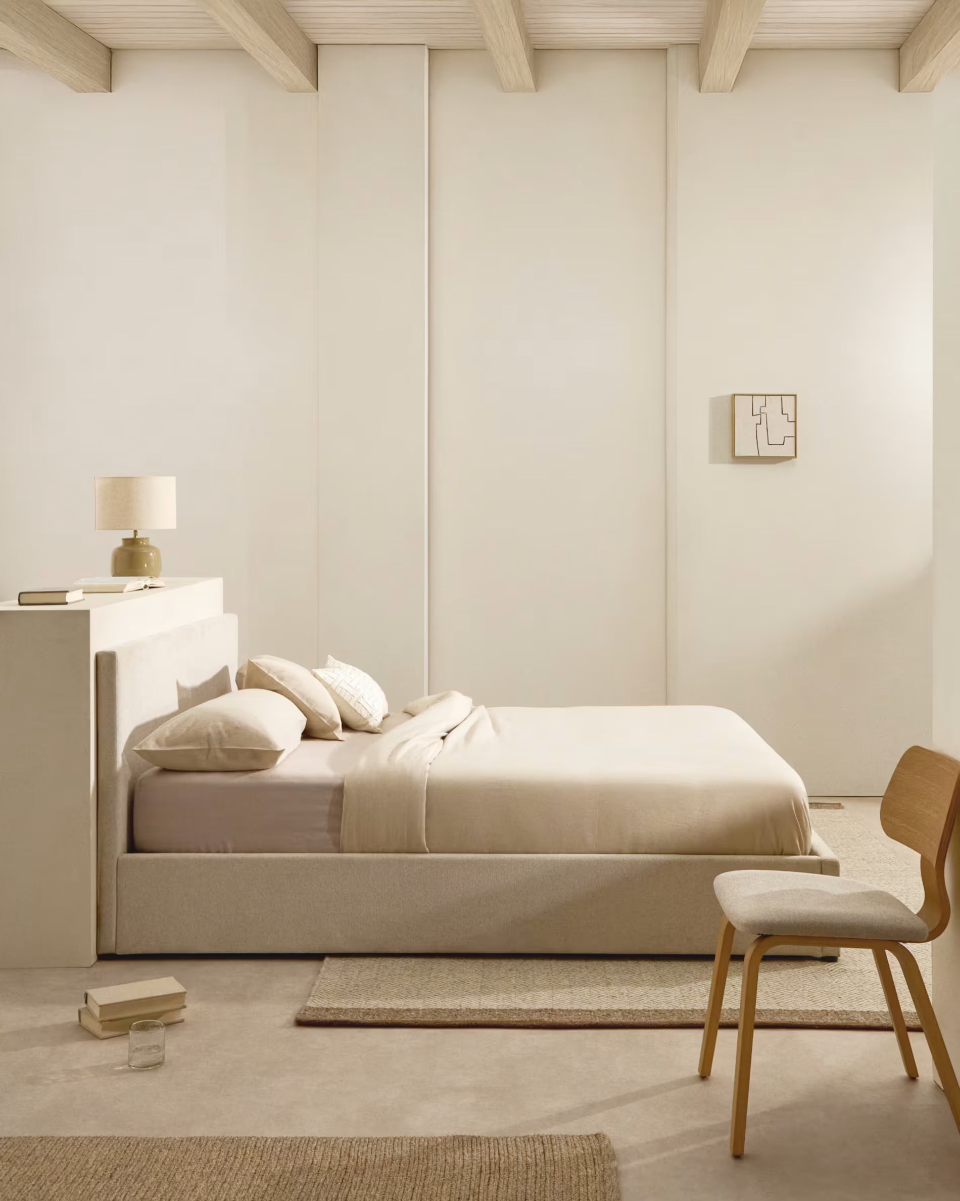 Letto con contenitore Nahiri  160 x 200 cm beige