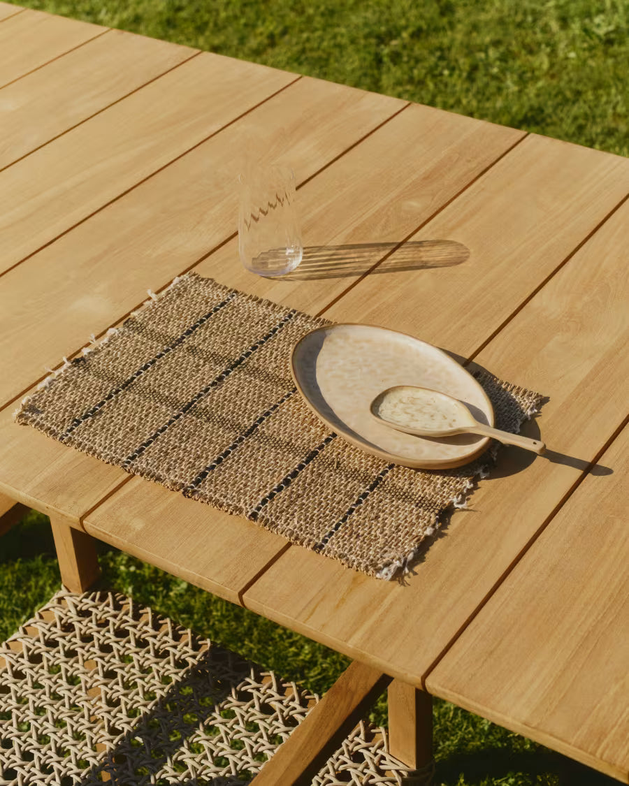 Set Uya da 2 tovagliette all’americana in fibre naturali con finitura naturale e nera 33,5 x 49 cm