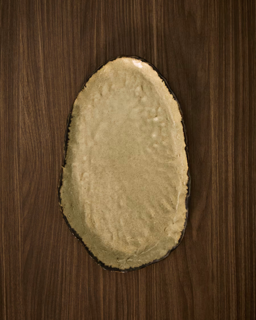 Vassoio Abela in ceramica marrone