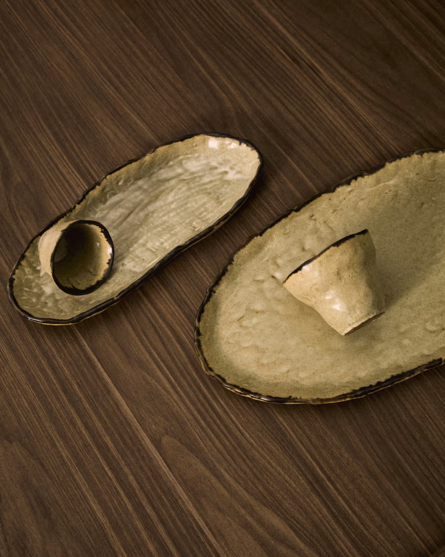 Vassoio Abela in ceramica marrone