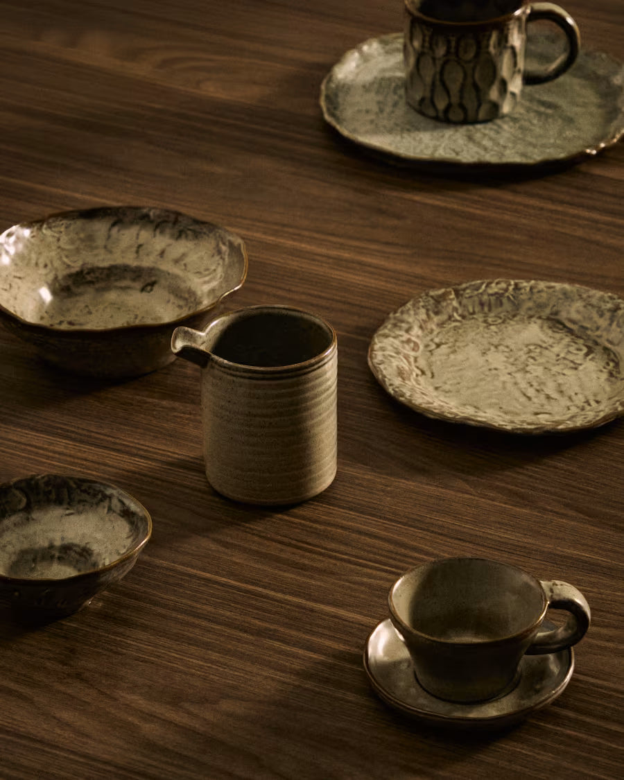 Piatto fondo Alenia in ceramica marrone