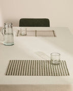 Set Jarne di 2 tovagliette in lino beige e verde 35 x 50 cm