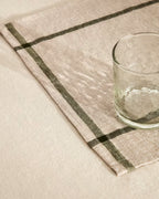 Set Jarne di 2 tovagliette in lino beige e verde 35 x 50 cm
