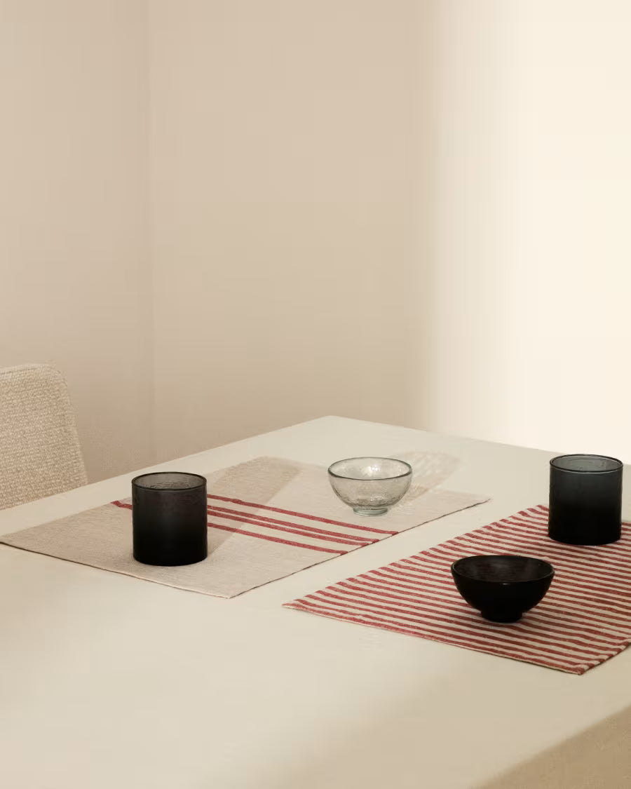 Set Jarne di 2 tovagliette in lino beige e rosso 35 x 50 cm