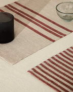 Set Jarne di 2 tovagliette in lino beige e rosso 35 x 50 cm