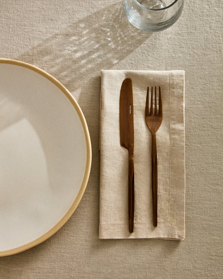 Set di 2 tovaglioli Aldine in cotone e lino color grigio pietra