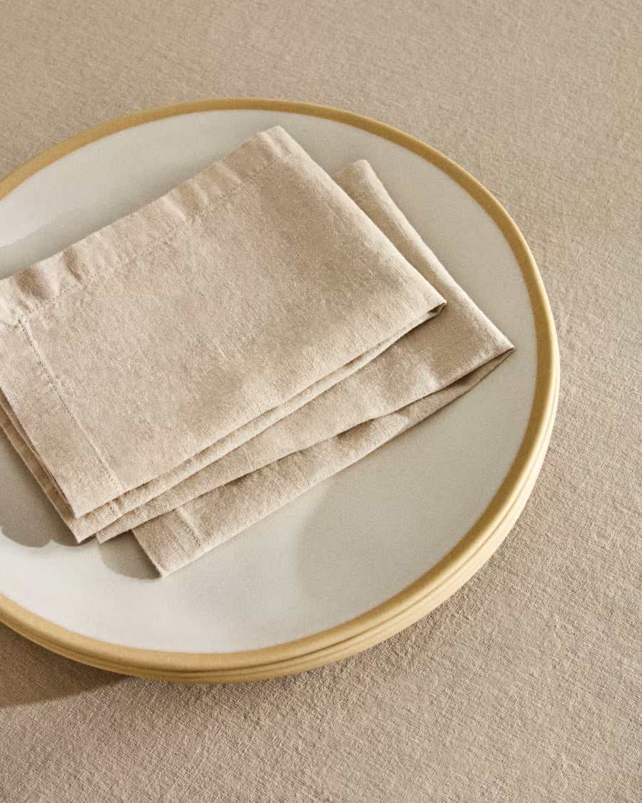 Set di 2 tovaglioli Aldine in cotone e lino color grigio pietra