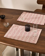 Set di 2 tovagliette Coren 100% cotone jacquard rosso a contrasto 35 x 50 cm