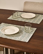 Set di 2 tovagliette Coren 100% cotone jacquard verde a contrasto 35 x 50 cm