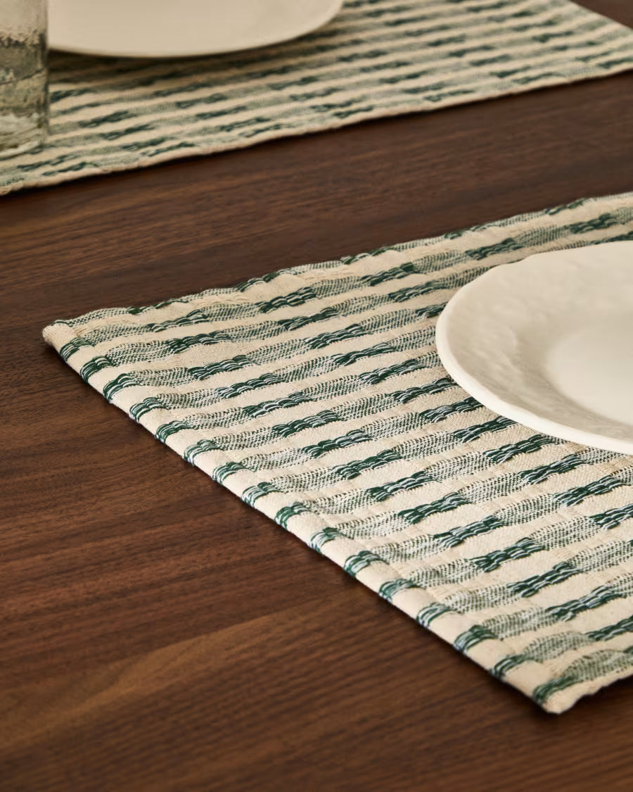 Set di 2 tovagliette Coren 100% cotone jacquard verde a contrasto 35 x 50 cm