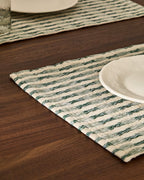 Set di 2 tovagliette Coren 100% cotone jacquard verde a contrasto 35 x 50 cm