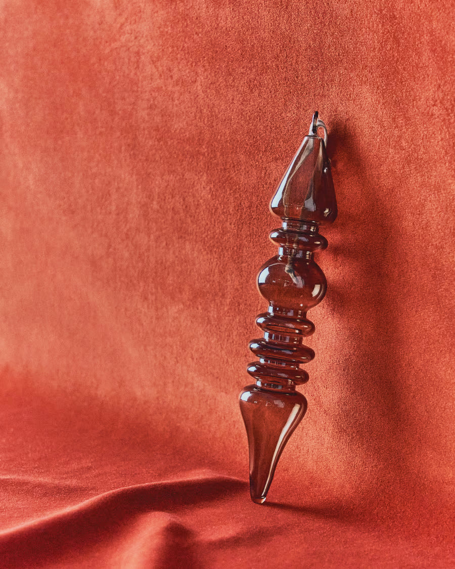 Set Lioren di 2 ornamenti da appendere in vetro riciclato marrone