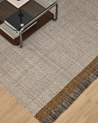Tappeto Brina in lana jacquard a spina di pesce beige 230 x 160 cm