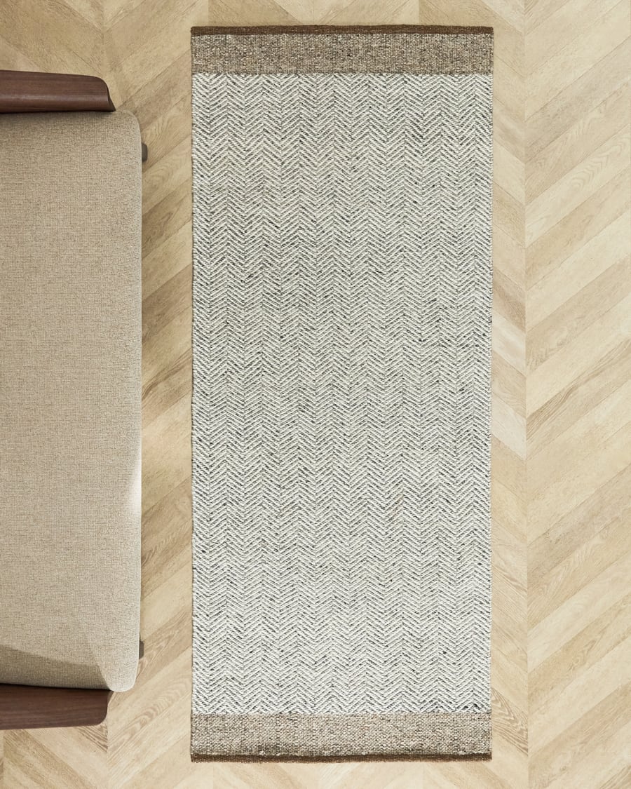 Passatoia Nifelia in lana jacquard beige 200 x 80 cm