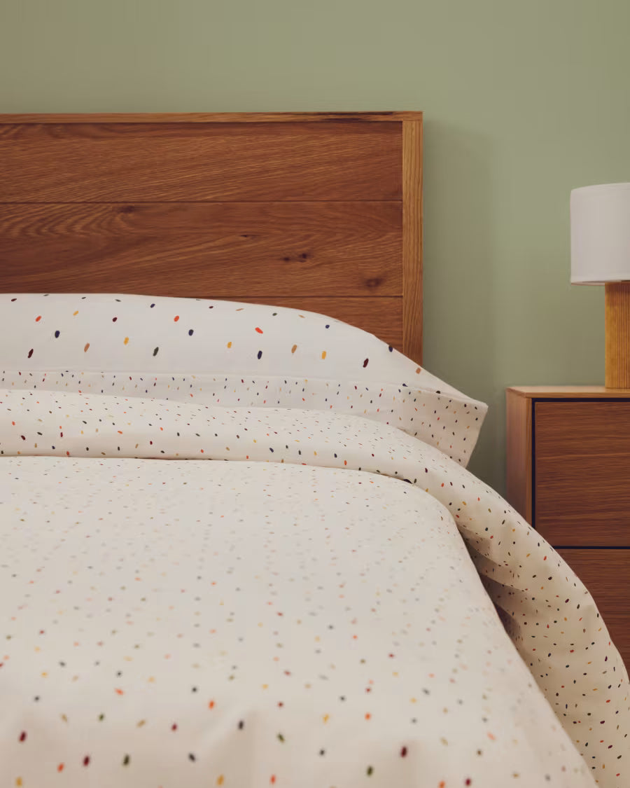 Set Epifania con copripiumino e federa in cotone beige  per letto da 90 cm