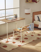 Scrivania Tinn in impiallacciatura di frassino e struttura in metallo beige 82 x 45 cm