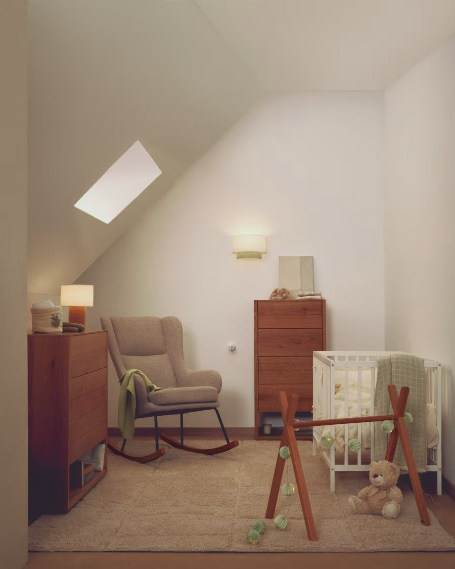 Lampada da tavolo Bianella in velluto a coste senape