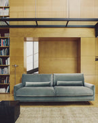 Divano Veliro 3 posti in velluto verde con gambe in acciaio finitura nera 240 cm FSC Mix Credit