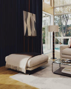 Poggiapiedi Veliro beige in ciniglia con gambe in acciaio finitura nera 85 x 90 cm FSC Mix Credit