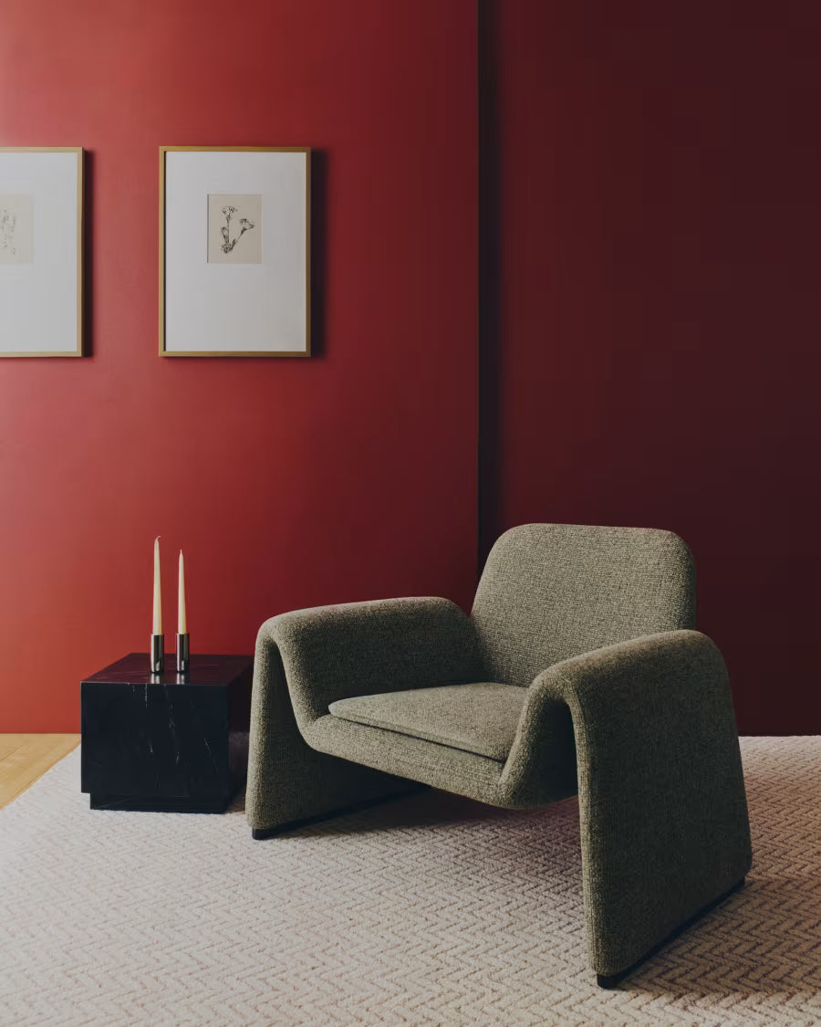 Poltrona Melvia in ciniglia verde