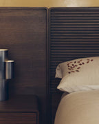 Set Virelda con copripiumino e federa in cotone e lino beige con ricamo per letto da 150 cm