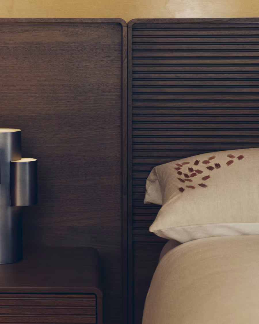 Set Virelda con copripiumino e federa in cotone e lino beige con ricamo, per letto da 90 cm