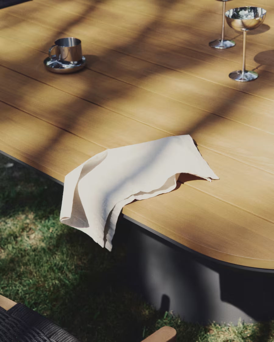 Set di 2 tovaglioli Aldine in cotone e lino color grigio pietra