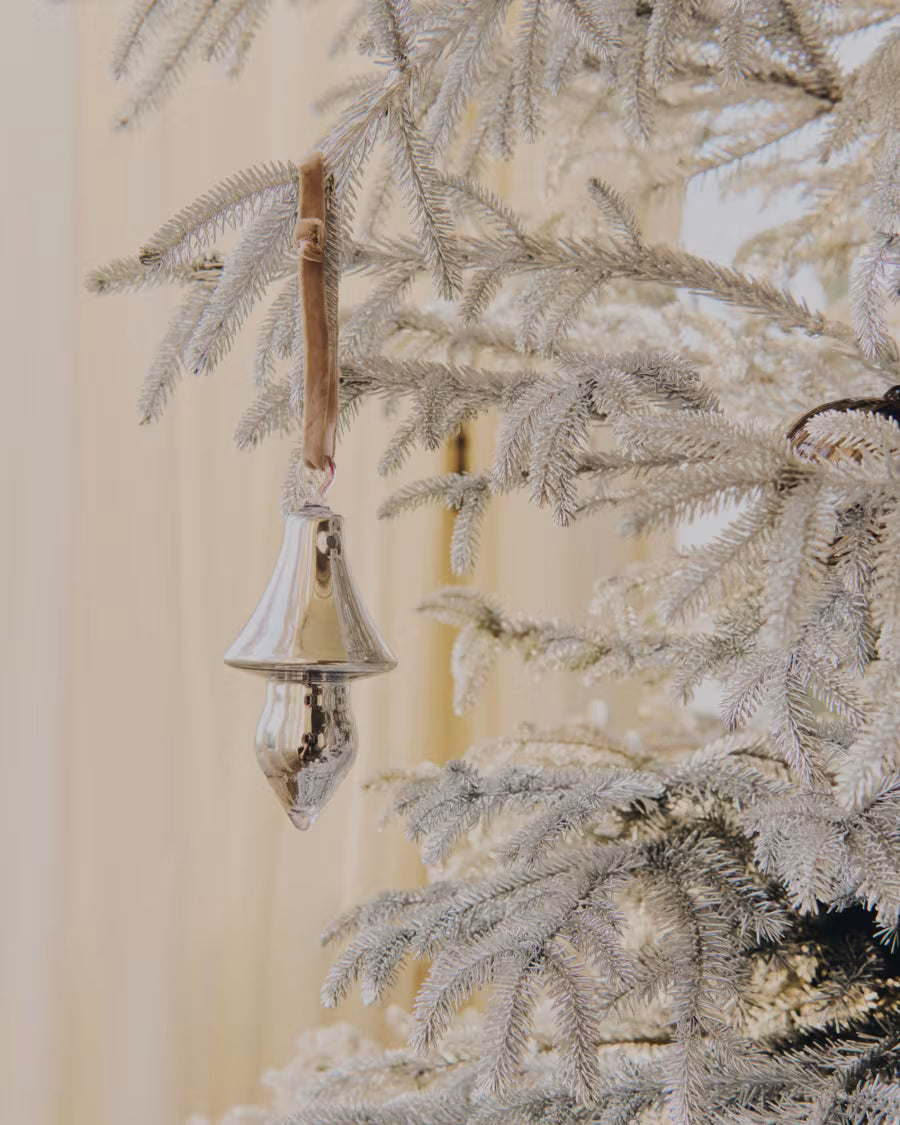 Set Talnea di 4 ornamenti da appendere in vetro riciclato argentato 12 cm