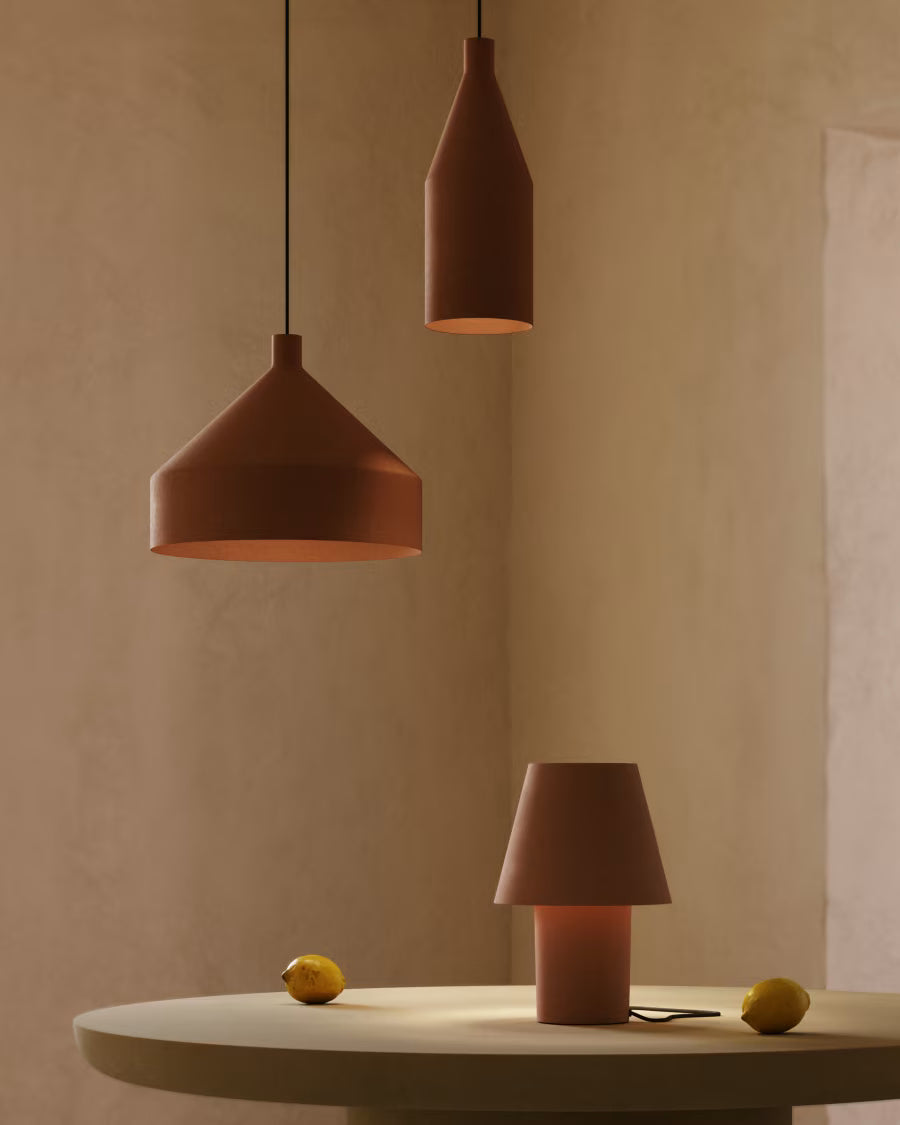 Lampada da soffitto Peralta in metallo verniciato color terracotta Ø 30 cm