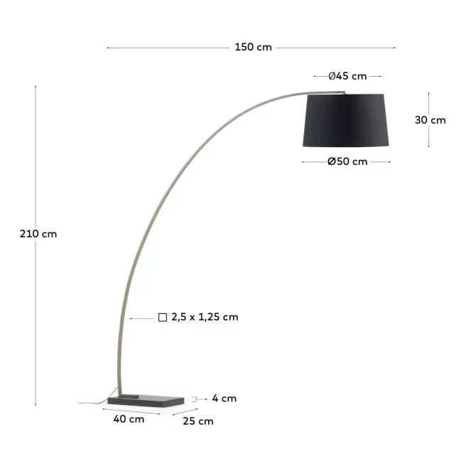 Lampada da terra Juhe metallo dorato e marmo nero