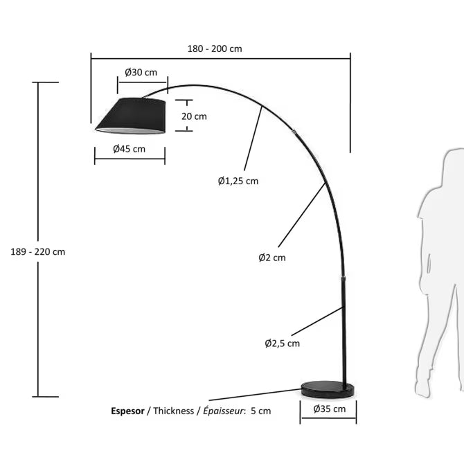 Lampada da terra May, nero