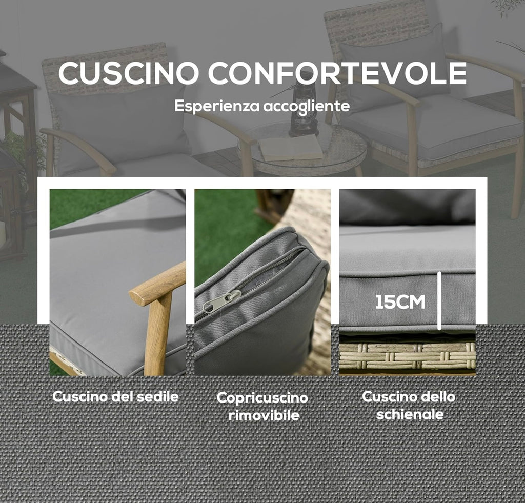 Salottino da esterno in Rattan