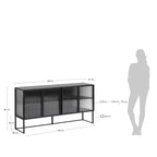 Credenza Trixie 4 ante in acciaio verniciato nero 160 x 81 cm