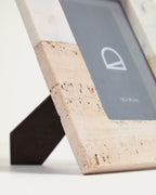 Cornice per foto URIA in marmo bianco e pietra beige 23 x 18 cm