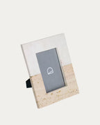 Cornice per foto URIA in marmo bianco e pietra beige 23 x 18 cm