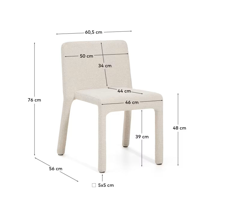 Sedia impilabile Loria in ciniglia beige