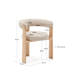 Sedia Granite 3 gambe in ciniglia beige e legno massello frassino finitura tono naturale