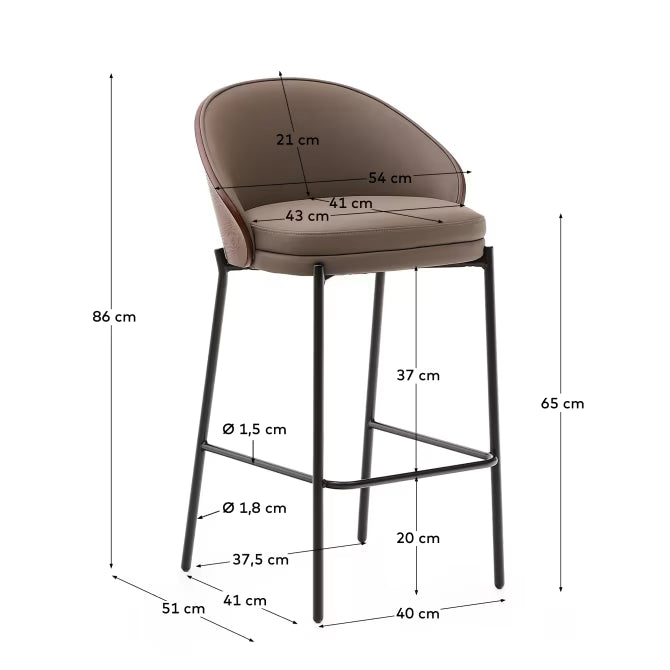 Sgabello Eamy marrone 65 cm
