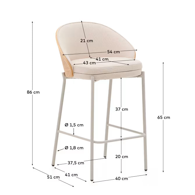 Sgabello Eamy in ciniglia beige 65 cm