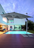 Ombrellone a braccio INES con luci LED in alluminio anodizzato e telo grigio scuro 3×4