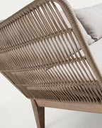 Divano Belleny 3 posti corda beige e legno massello di acacia 176 cm