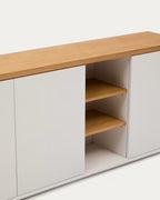 Credenza 3 ante Abilen impiallacciato rovere e laccato bianco 180 x 75 cm FSC 100%