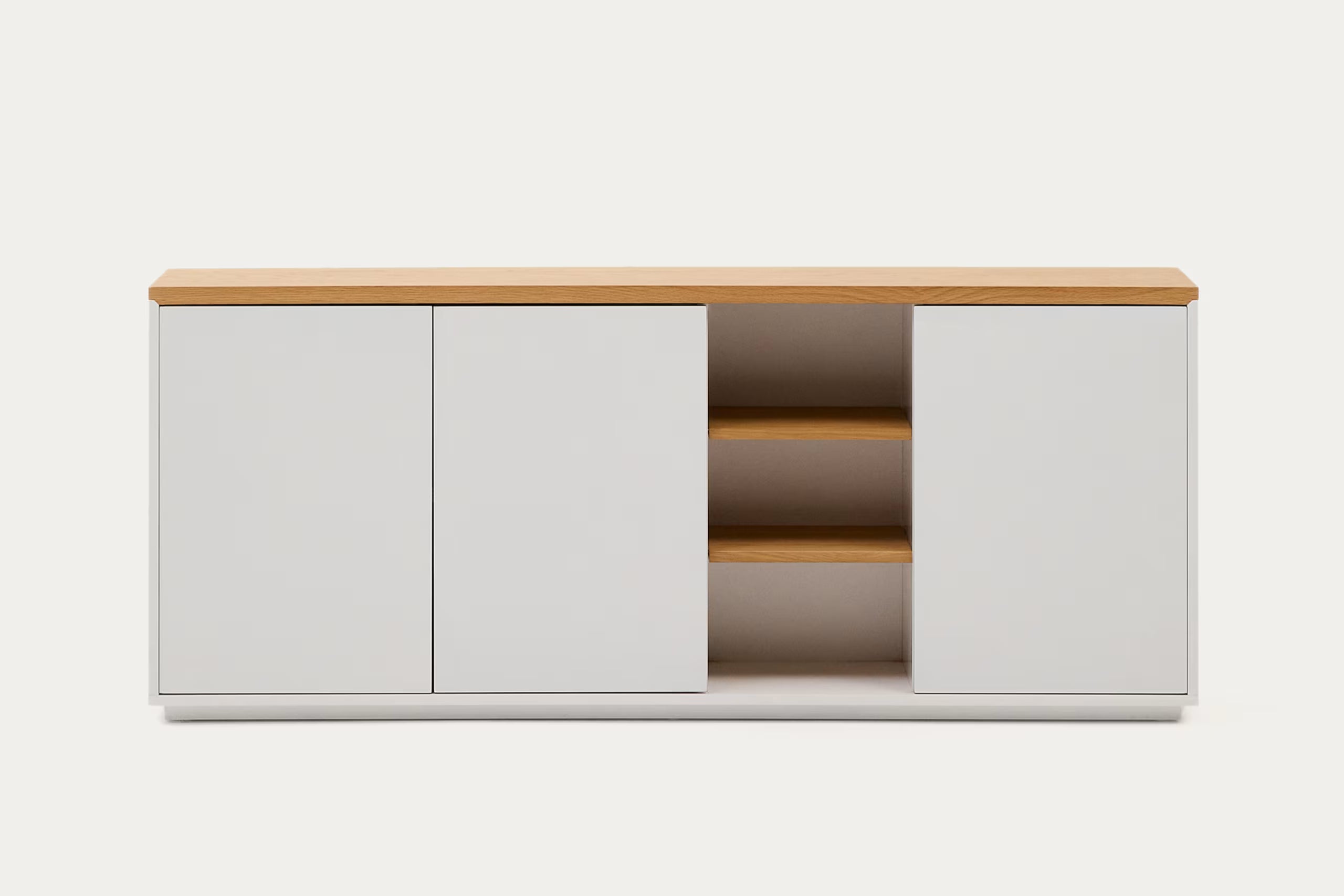 Credenza 3 ante Abilen impiallacciato rovere e laccato bianco 180 x 75 cm FSC 100%